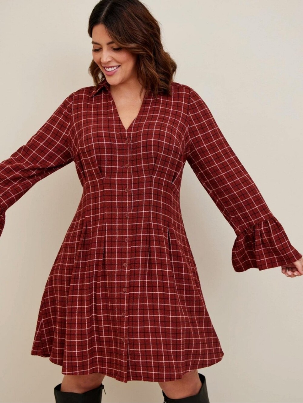 Torrid Plaid Button-Front Dress